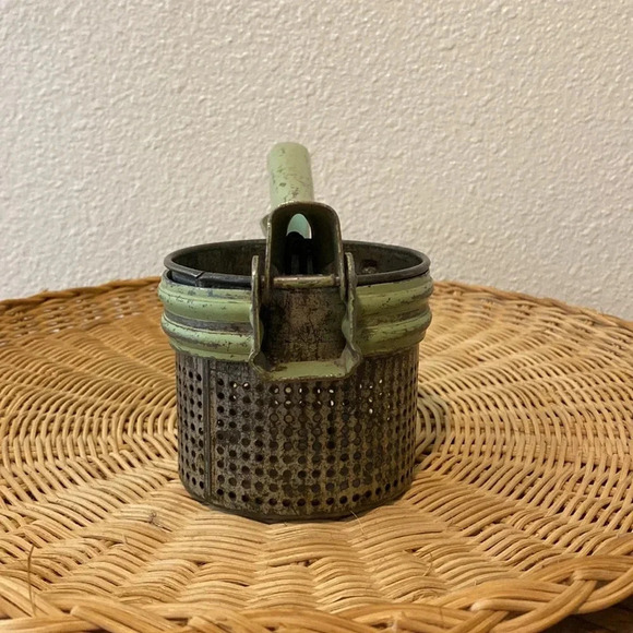 Vintage Metal Potato Masher Ricer  With Green Metal Handles Mid Century - Picture 2 of 5